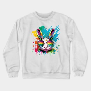 A Rabbit with a Unique Look with glasses Crewneck Sweatshirt